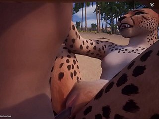 Hot tesão Cheetah fode 3 Homens G Working (com som / cum)