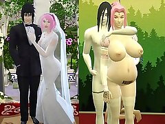 Freeze Boda de Sakura Parte 4 Naruto Hentai Esposa Obediente y Domesticada Preñada de sus Violadores se Casa al frente de su Marido Cornudo y Triste Netorare