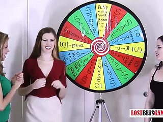 3 uncompromisingly pretty girls play a relaxation be fitting of strip spin a catch wheel