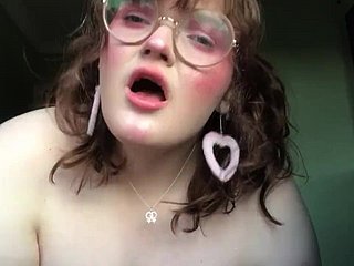 British BBW nigh glasses masturbates on the top of webcam